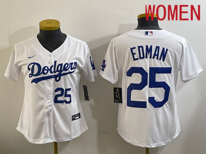 Women Los Angeles Dodgers #25 Edman White Game 2024 Nike MLB Jersey style 11204